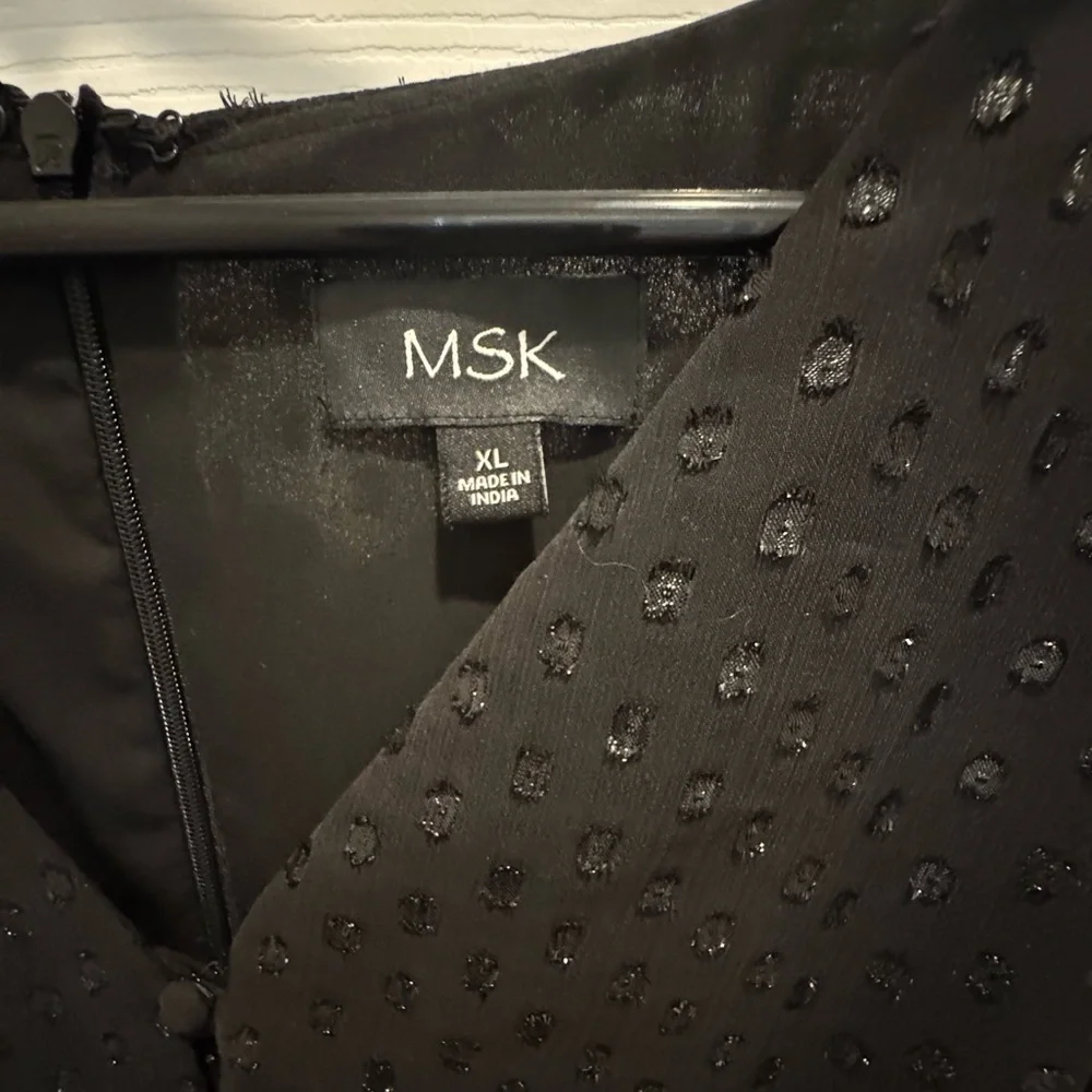MSK Black Chiffon Dot Pattern Maxi Dress - Size XL - EUC - Only Worn Once - Picture 5 of 10
